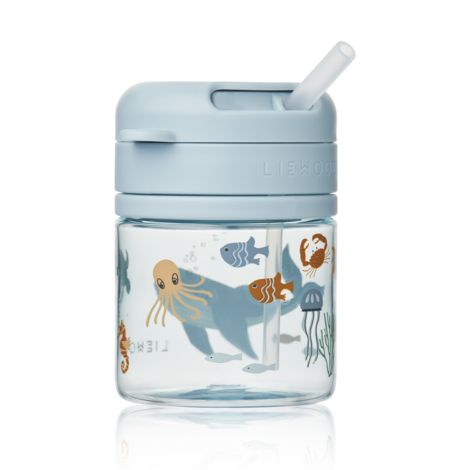 LIEWOOD Becher mit Trinkhalm Pavia 280ml Sea creature / Sandy 