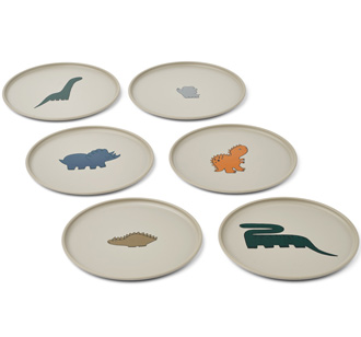 LIEWOOD Teller Remco Dinosaurs / Mist 6er-Set